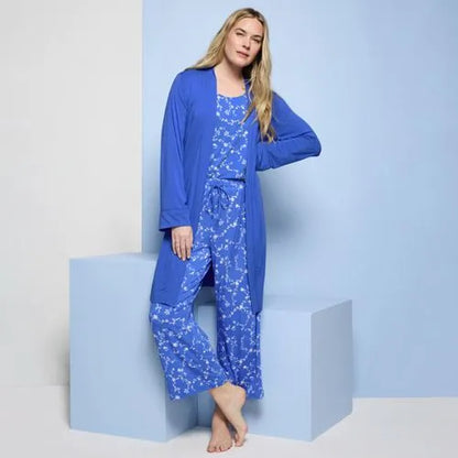 Women's Cooling 3 Piece Pajama Set - Tank Crop and Robe