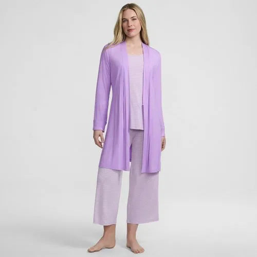 Women's Cooling 3 Piece Pajama Set - Tank Crop and Robe