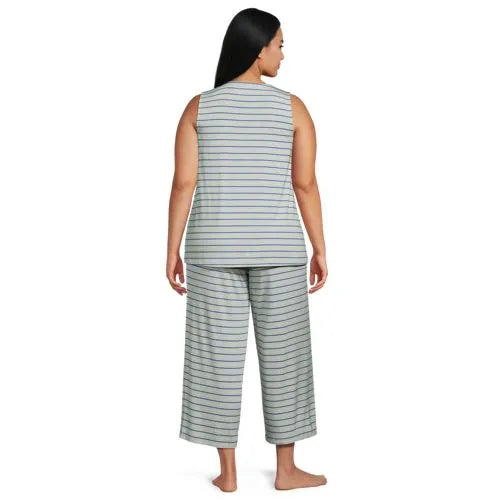 Women's Cooling 3 Piece Pajama Set - Tank Crop and Robe