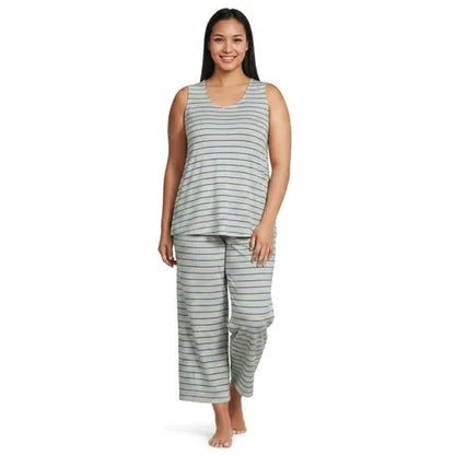 Women's Cooling 3 Piece Pajama Set - Tank Crop and Robe