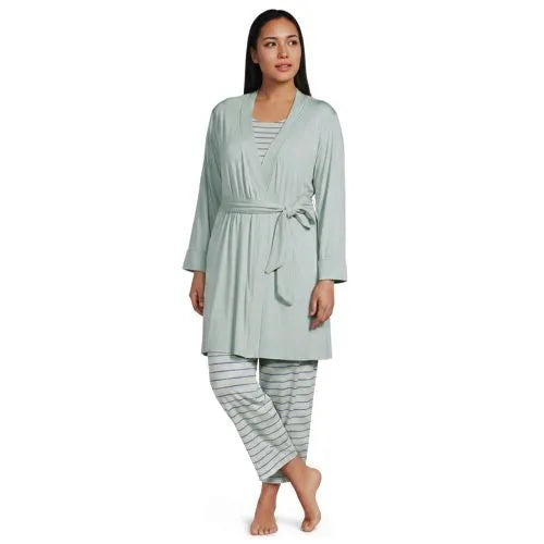 Women's Cooling 3 Piece Pajama Set - Tank Crop and Robe
