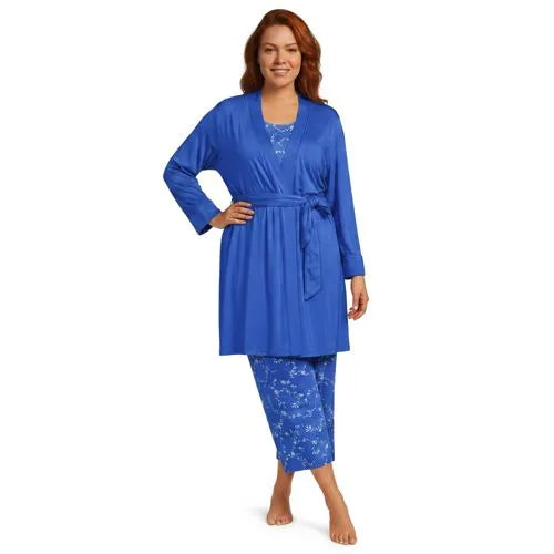 Women's Cooling 3 Piece Pajama Set - Tank Crop and Robe