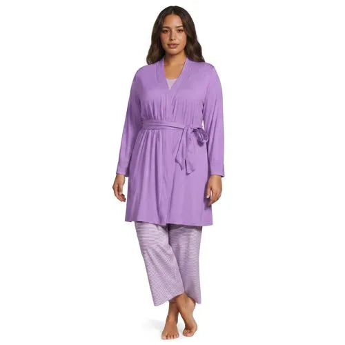 Women's Cooling 3 Piece Pajama Set - Tank Crop and Robe