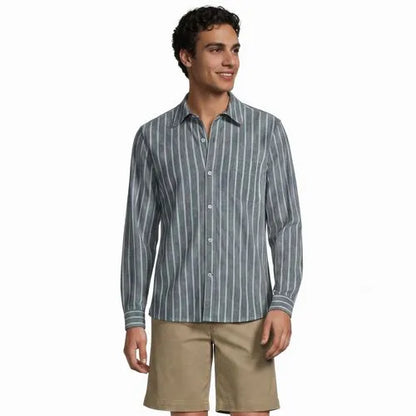 Men's Long Sleeve Knit Button Down Shirt