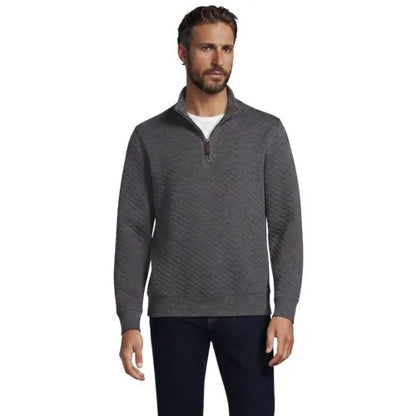 Men's Long Sleeve Quilted Bedford Quarter Zip Pullover