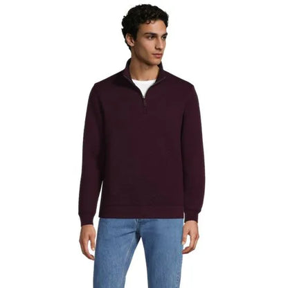 Men's Long Sleeve Quilted Bedford Quarter Zip Pullover