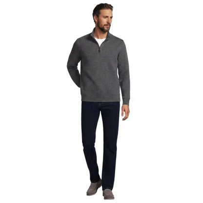 Men's Long Sleeve Quilted Bedford Quarter Zip Pullover