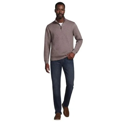 Men's Long Sleeve Quilted Bedford Quarter Zip Pullover