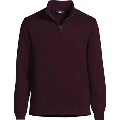 Men's Long Sleeve Quilted Bedford Quarter Zip Pullover