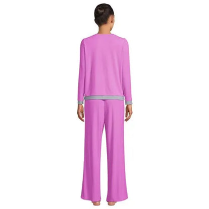 Women's Comfort Rib 2 Piece Pajama Set - Long Sleeve Top and Pants