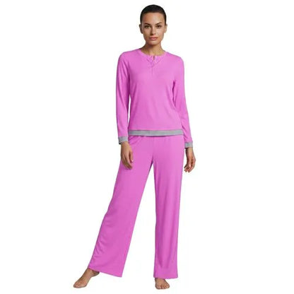 Women's Comfort Rib 2 Piece Pajama Set - Long Sleeve Top and Pants