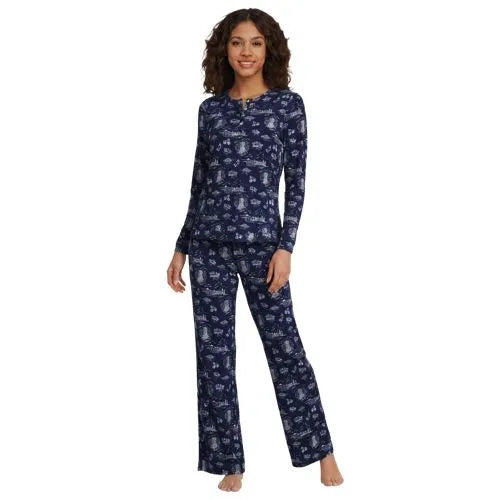 Women's Comfort Rib 2 Piece Pajama Set - Long Sleeve Top and Pants