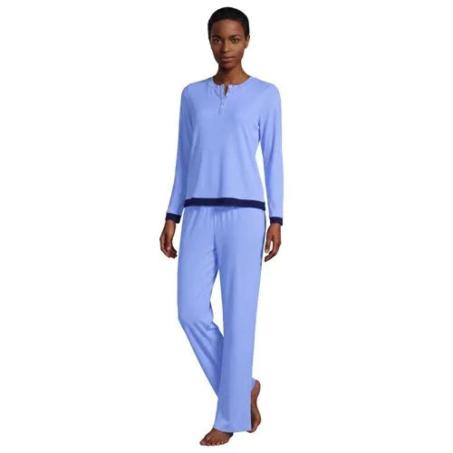 Women's Comfort Rib 2 Piece Pajama Set - Long Sleeve Top and Pants