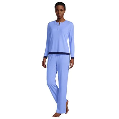 Women's Comfort Rib 2 Piece Pajama Set - Long Sleeve Top and Pants