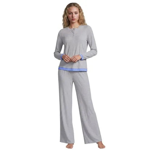 Women's Comfort Rib 2 Piece Pajama Set - Long Sleeve Top and Pants