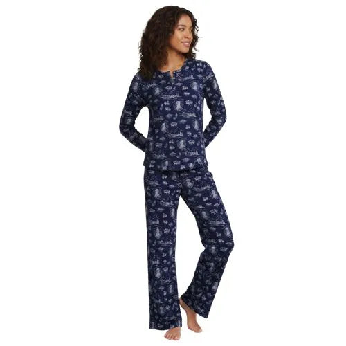 Women's Comfort Rib 2 Piece Pajama Set - Long Sleeve Top and Pants