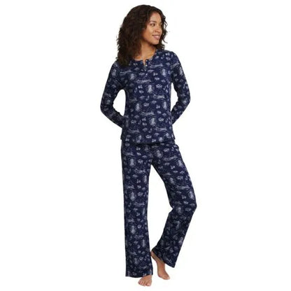 Women's Comfort Rib 2 Piece Pajama Set - Long Sleeve Top and Pants