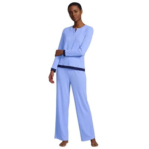 Women's Comfort Rib 2 Piece Pajama Set - Long Sleeve Top and Pants