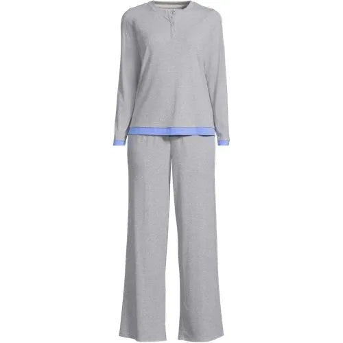 Women's Comfort Rib 2 Piece Pajama Set - Long Sleeve Top and Pants