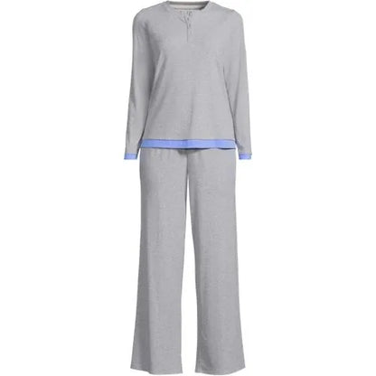 Women's Comfort Rib 2 Piece Pajama Set - Long Sleeve Top and Pants