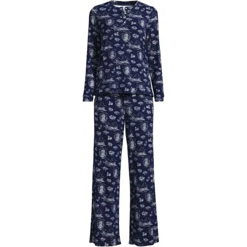 Women's Comfort Rib 2 Piece Pajama Set - Long Sleeve Top and Pants