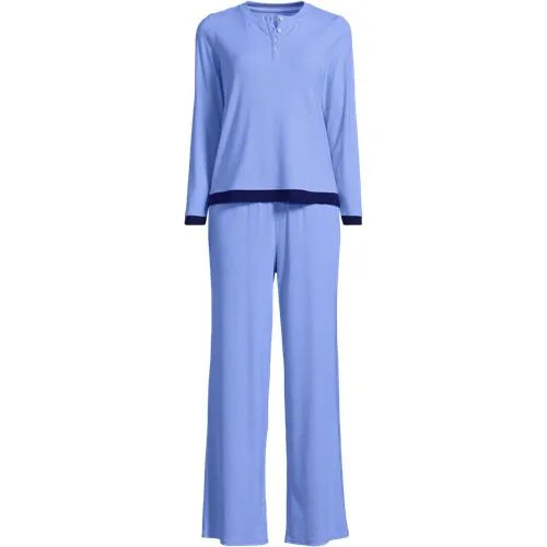 Women's Comfort Rib 2 Piece Pajama Set - Long Sleeve Top and Pants
