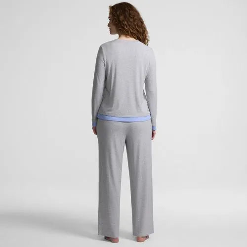 Women's Comfort Rib 2 Piece Pajama Set - Long Sleeve Top and Pants