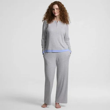 Women's Comfort Rib 2 Piece Pajama Set - Long Sleeve Top and Pants
