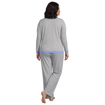 Women's Comfort Rib 2 Piece Pajama Set - Long Sleeve Top and Pants