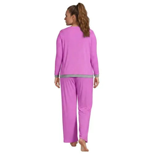 Women's Comfort Rib 2 Piece Pajama Set - Long Sleeve Top and Pants