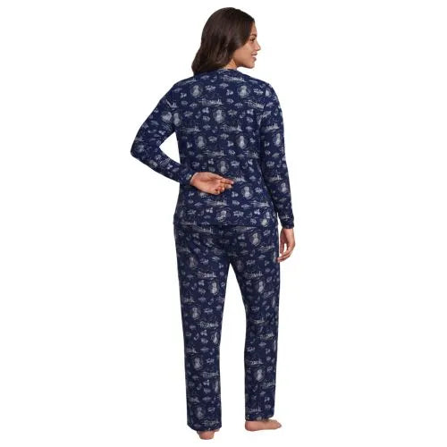 Women's Comfort Rib 2 Piece Pajama Set - Long Sleeve Top and Pants