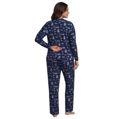 Women's Comfort Rib 2 Piece Pajama Set - Long Sleeve Top and Pants