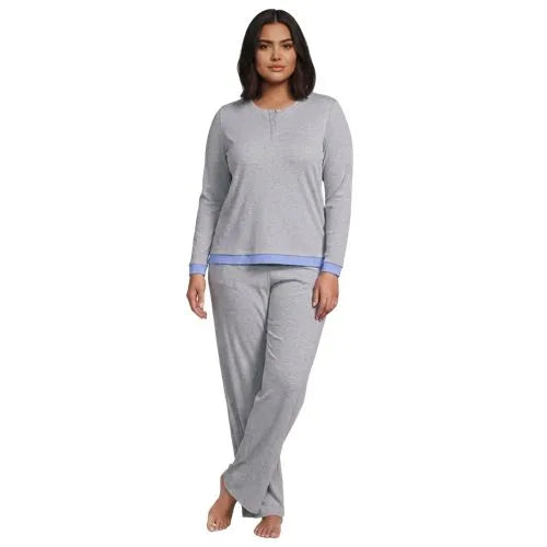 Women's Comfort Rib 2 Piece Pajama Set - Long Sleeve Top and Pants