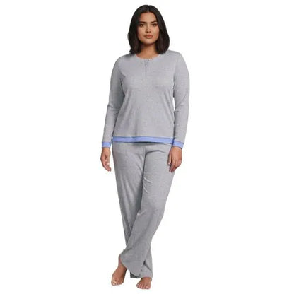 Women's Comfort Rib 2 Piece Pajama Set - Long Sleeve Top and Pants