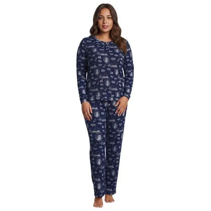 Women's Comfort Rib 2 Piece Pajama Set - Long Sleeve Top and Pants