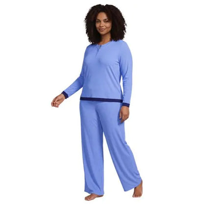 Women's Comfort Rib 2 Piece Pajama Set - Long Sleeve Top and Pants