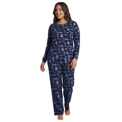 Women's Comfort Rib 2 Piece Pajama Set - Long Sleeve Top and Pants