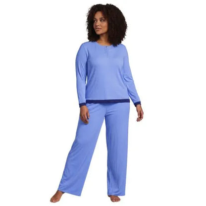 Women's Comfort Rib 2 Piece Pajama Set - Long Sleeve Top and Pants
