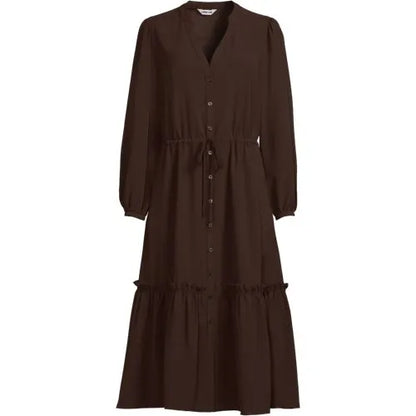 Women's Bracelet Button Front Midi Dress