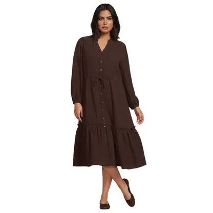 Women's Bracelet Button Front Midi Dress