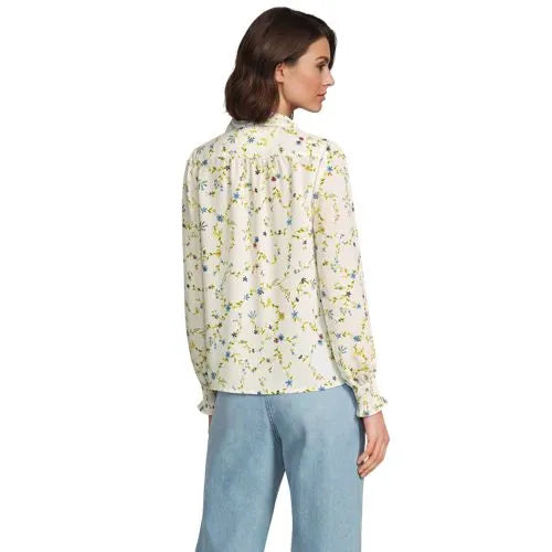 Women's Creaseless Button Front Blouse with Tie