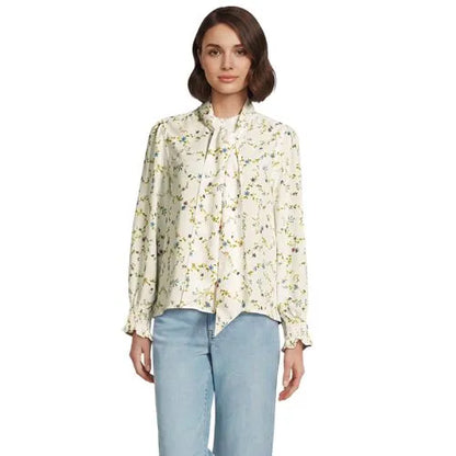 Women's Creaseless Button Front Blouse with Tie