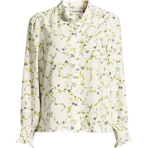 Women's Creaseless Button Front Blouse with Tie
