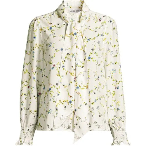 Women's Creaseless Button Front Blouse with Tie