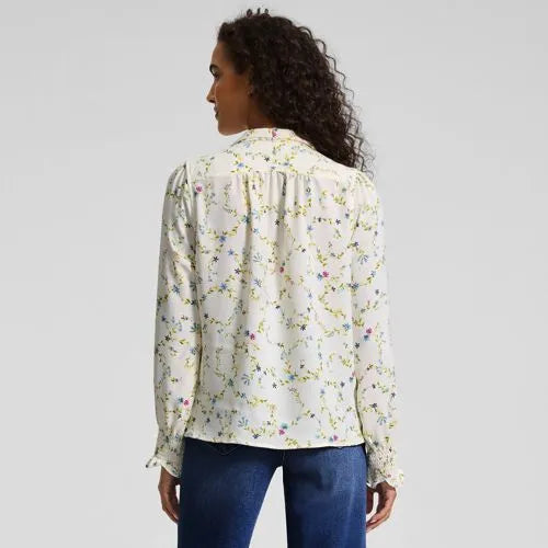 Women's Creaseless Button Front Blouse with Tie