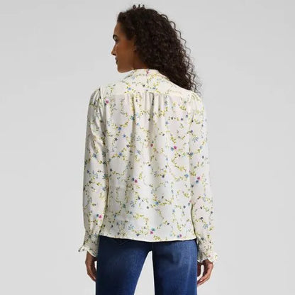 Women's Creaseless Button Front Blouse with Tie