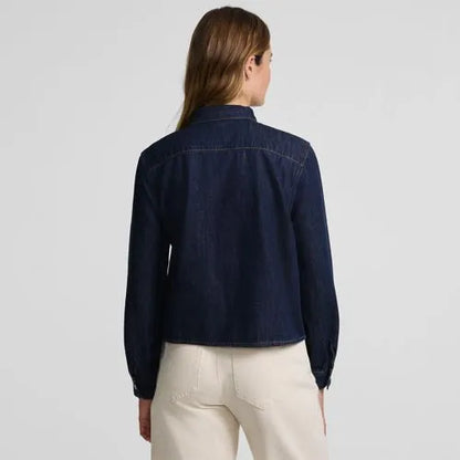 Women's Denim Cropped Button Front Shirt