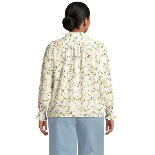 Women's Creaseless Button Front Blouse with Tie