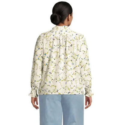 Women's Creaseless Button Front Blouse with Tie