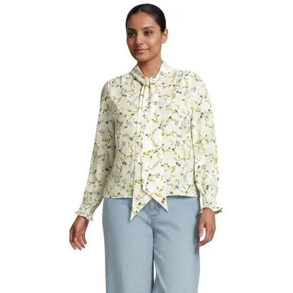 Women's Creaseless Button Front Blouse with Tie